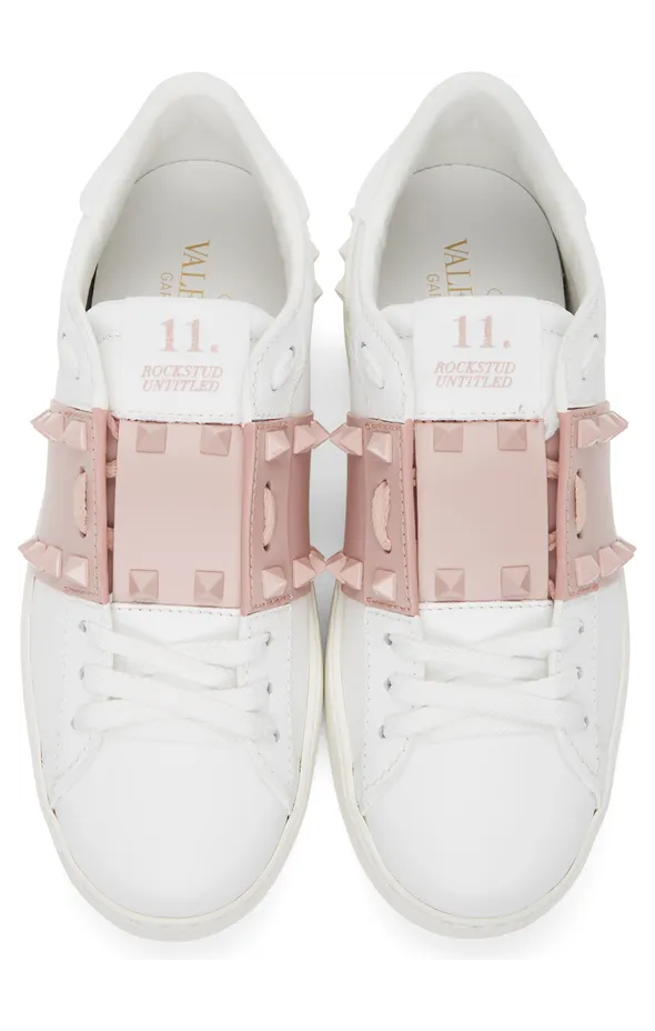 Valentino Garavani White & Pink Valentino Garavani Rockstud Open Sneakers (VW2S0A01LTU) (5)