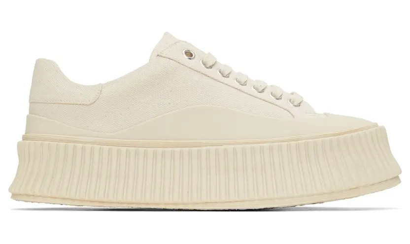 Jil Sander Off-White Canvas Platform Sneakers (JS32108B_14180)