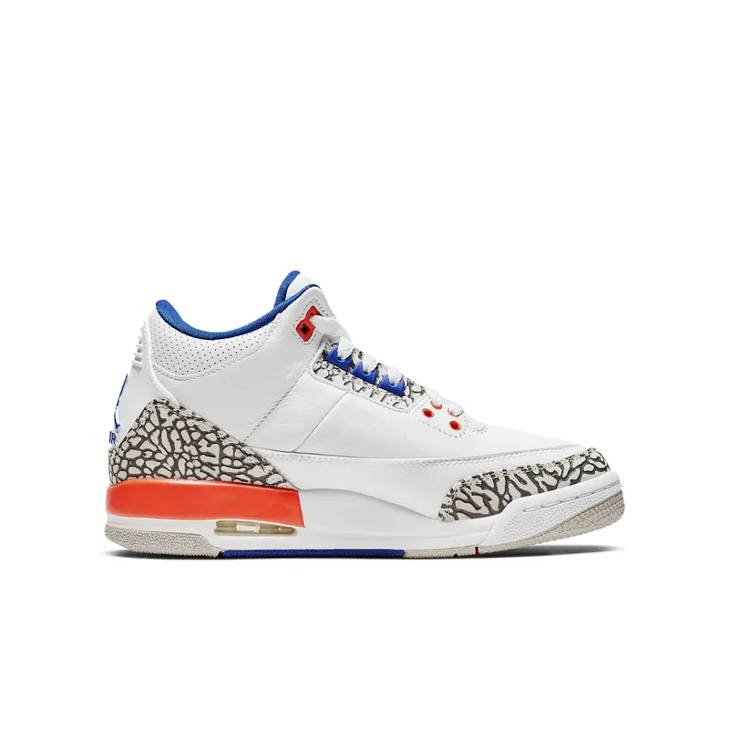 Jordan 3 Retro Knicks (GS) White/Old Royal-University Orange-Tech Grey (398614-148)