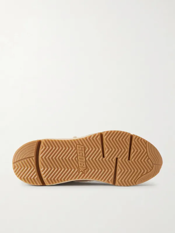 Golden Goose Running Sole Leather-Trimmed Suede and Shell Sneakers Beige (GMF00126.F008153) (3)