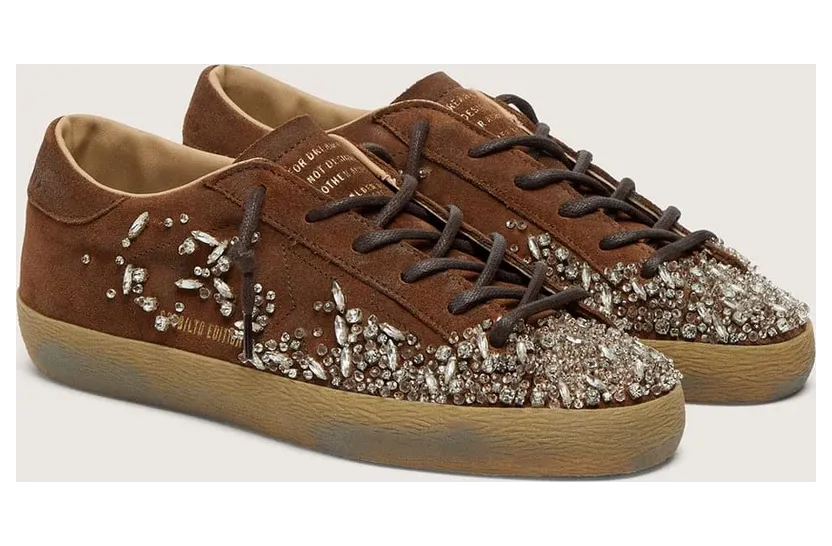 Golden Goose Women’S Super-Star Ltd In Brown Suede With Tone-On-Tone Embroidered Star And Silver Rhinestones (GWF01109.F008565.55378) (2)