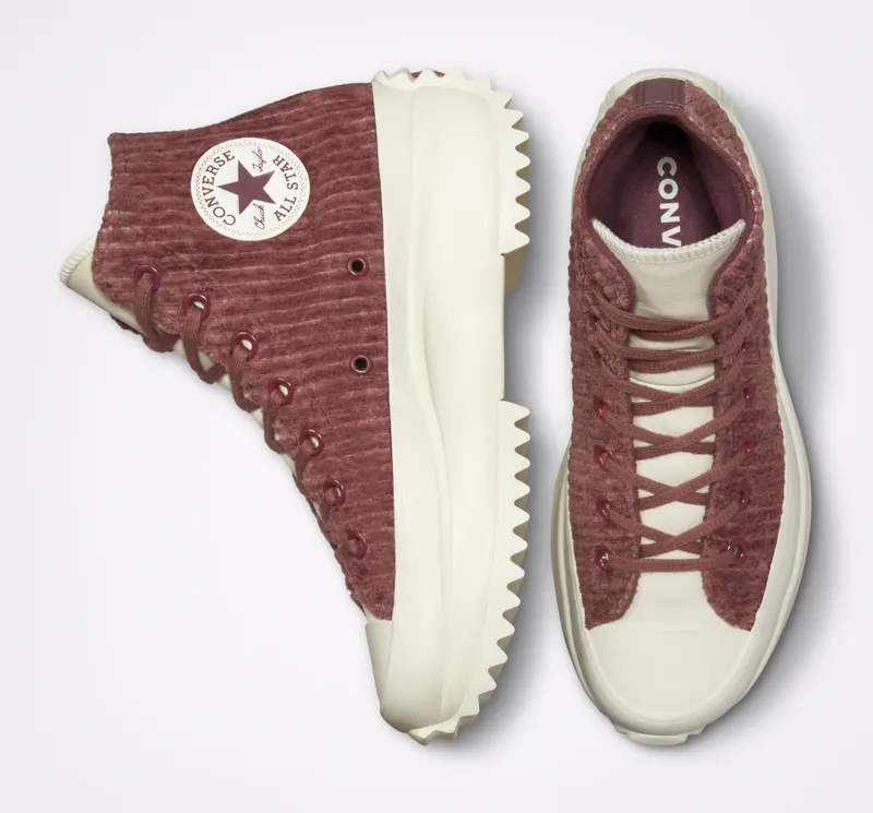 Converse Run Star Hike Platform Striped Knit Dark Wine/saddle/egret
