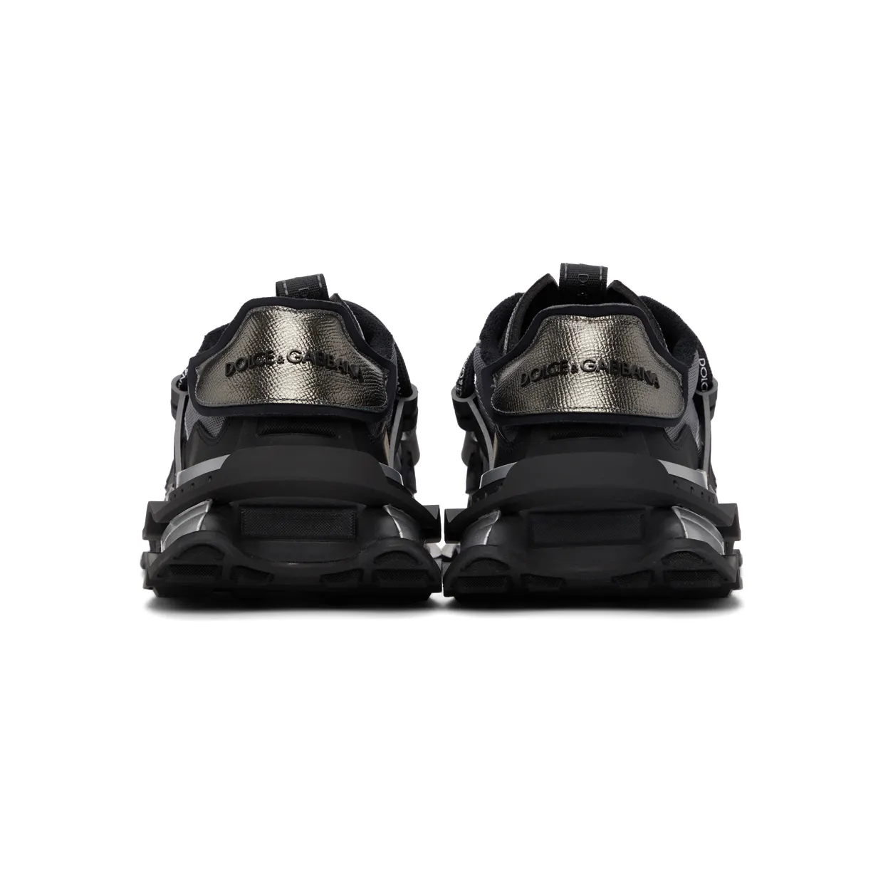 Dolce & Gabbana Black & Silver Mixed-Materials Space Sneakers (CS1963 AQ393) (4)