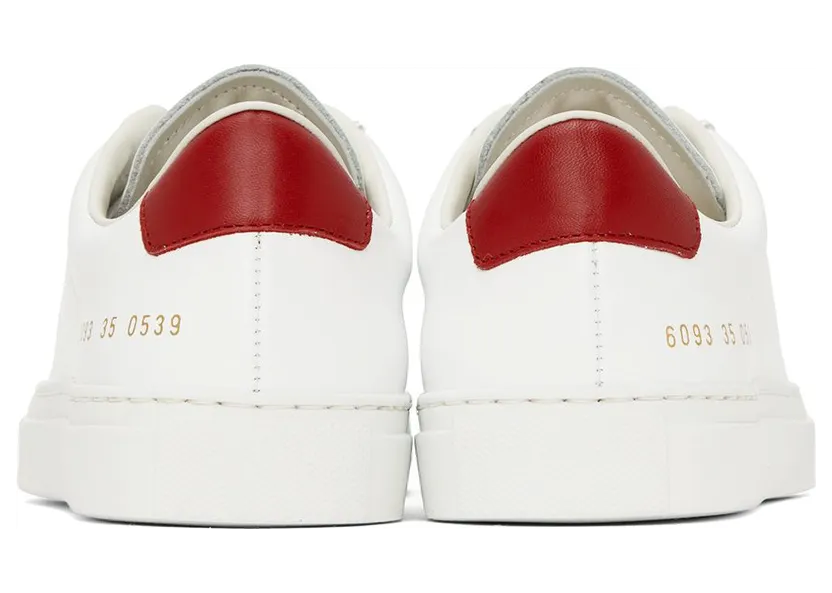 Common Projects White & Red Retro Low Sneakers (6093) (2)