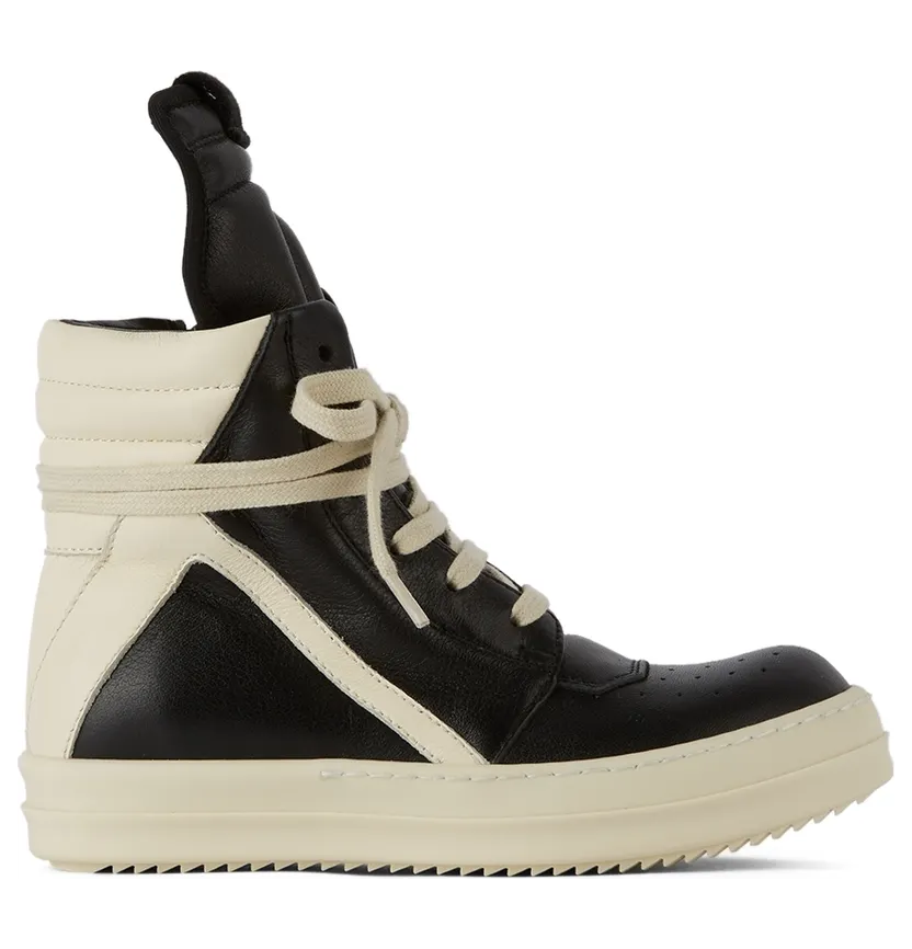 Rick Owens Kids Off-White Geobasket High Sneakers (BG02A1894 LMU 02A BG)
