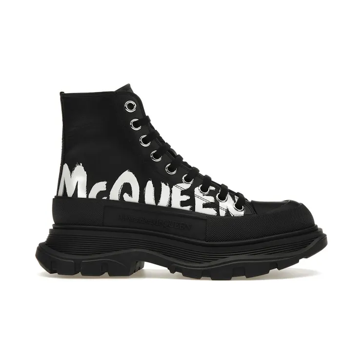 Alexander McQueen Tread Slick Boot Polyfaille Graffiti Black White (676718W4RQ21006)