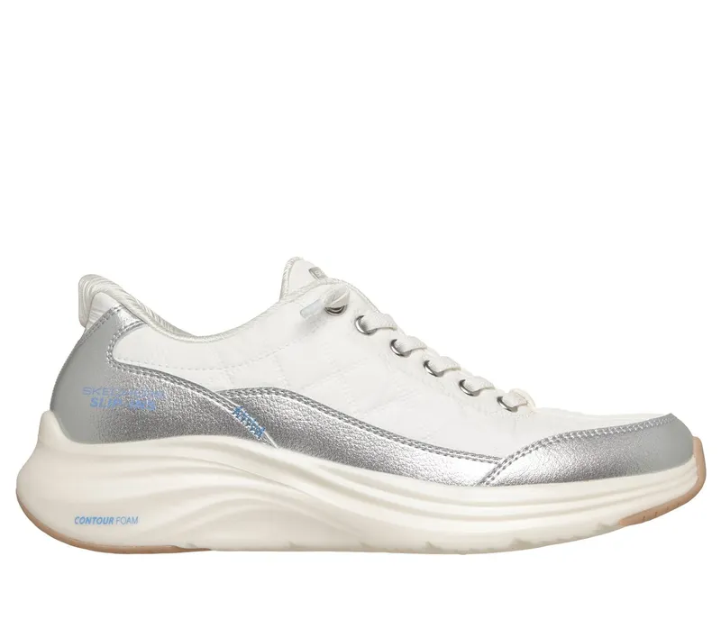 Skechers Slip-ins: Contour Foam – Metallic Dream Sneaker White/Silver