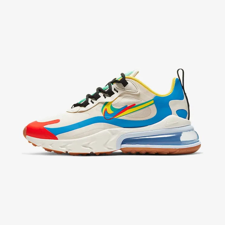 Nike Air Max 270 React Brand Heritage (W) “Pale Ivory / Chrome Yellow / Bright Crimson / Menta” (CT1634-100)