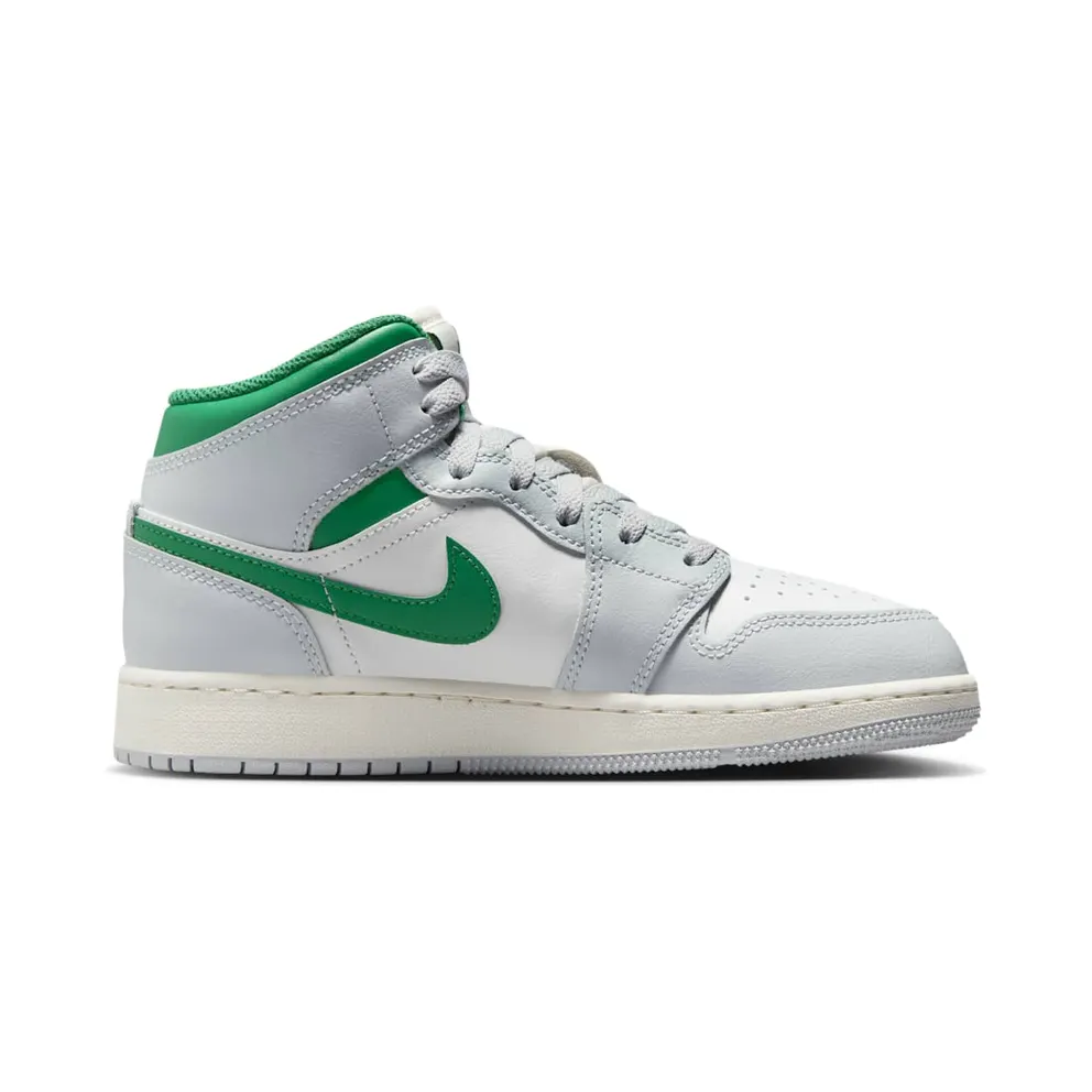 Jordan 1 Mid GS “White Pure Platinum Pine Green” (DQ8423-142)