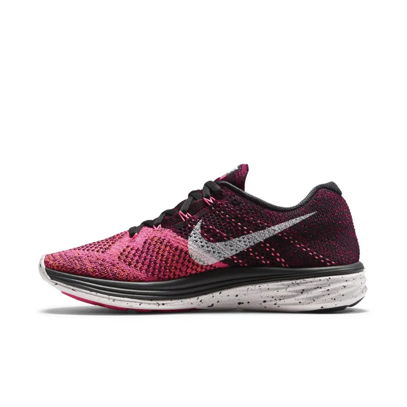 Nike  Flyknit Lunar3 Black Pink Orange (W) Black/White-Pink Pow-Total Orange (698182-002)