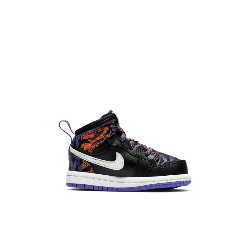 Jordan 1 Mid Multi-Color Tiger Stripe (TD) Black/White-Rush Violet-Black (AV5172-005)