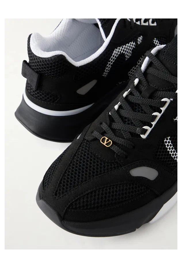 Valentino Garavani Demivee Suede-Trimmed Mesh Sneakers Black (9Y2S0N88QAP) (5)