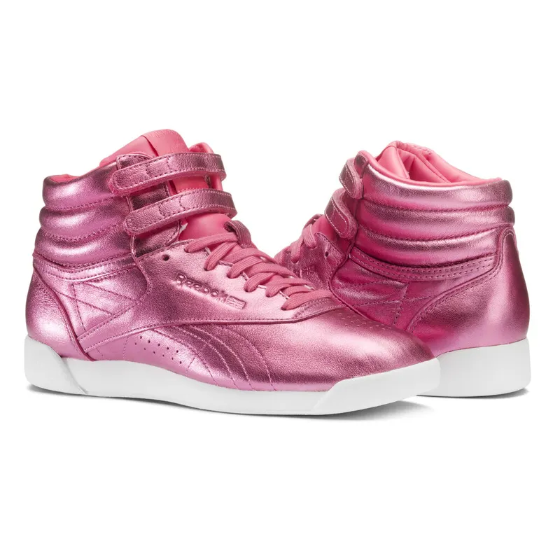 Reebok Freestyle Hi Metallic Sharp Pink (W) Sharp Pink/White (Other Brands Reebok)
