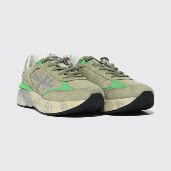 Premiata Moerund Suede and Nylon Sneakers Military (MOERUN8076)