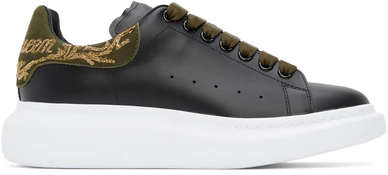 Alexander McQueen Black & Khaki Oversized Larry Sneakers (688524WIBN1)