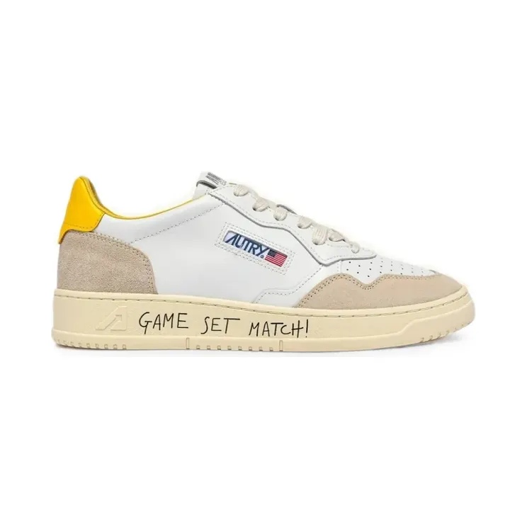 Autry Medalist Sneakers aus weißem Leder und beigem Wildleder (AULMMA12)