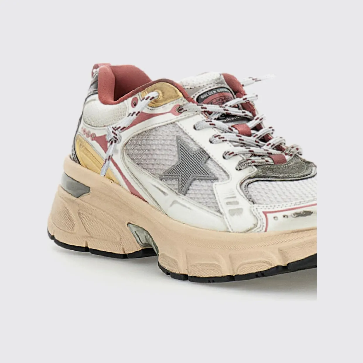 Golden goose Lightstar Used Leather and Mesh Sneakers Grey (GWF00724F00791370208) (3)