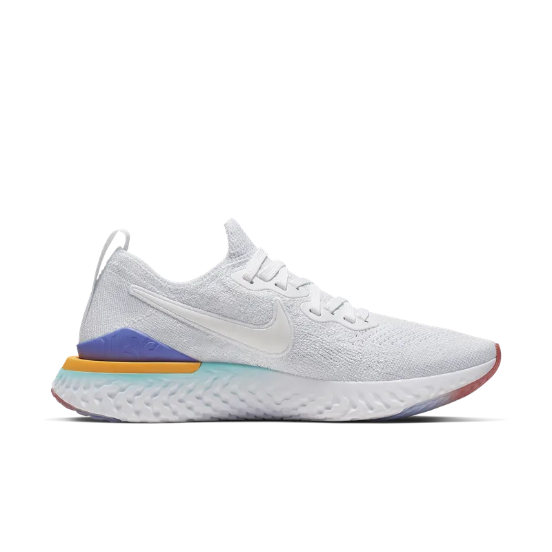 Nike Epic React Flyknit 2 White Hyper Jade Ember Glow (W) White/White/Hyper Jade-Ember Glow-Sapphire-Laser Orange (BQ8927-104)