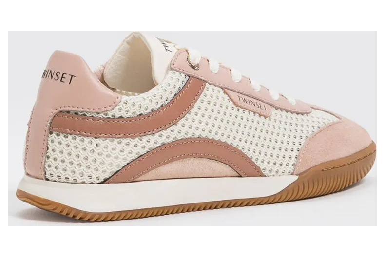 Twinset Leather and Mesh Sneakers White 1 (261TGT12A13541)