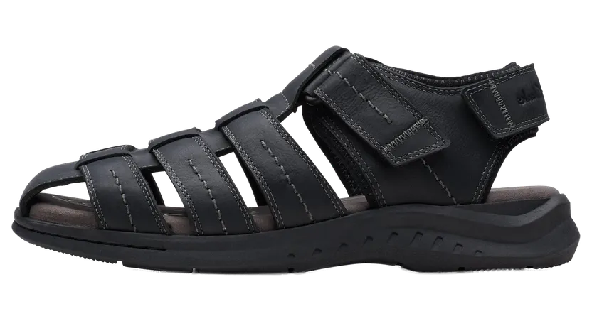 Clarks Walkford Fish Leather “Black Tumbled” (26171793)