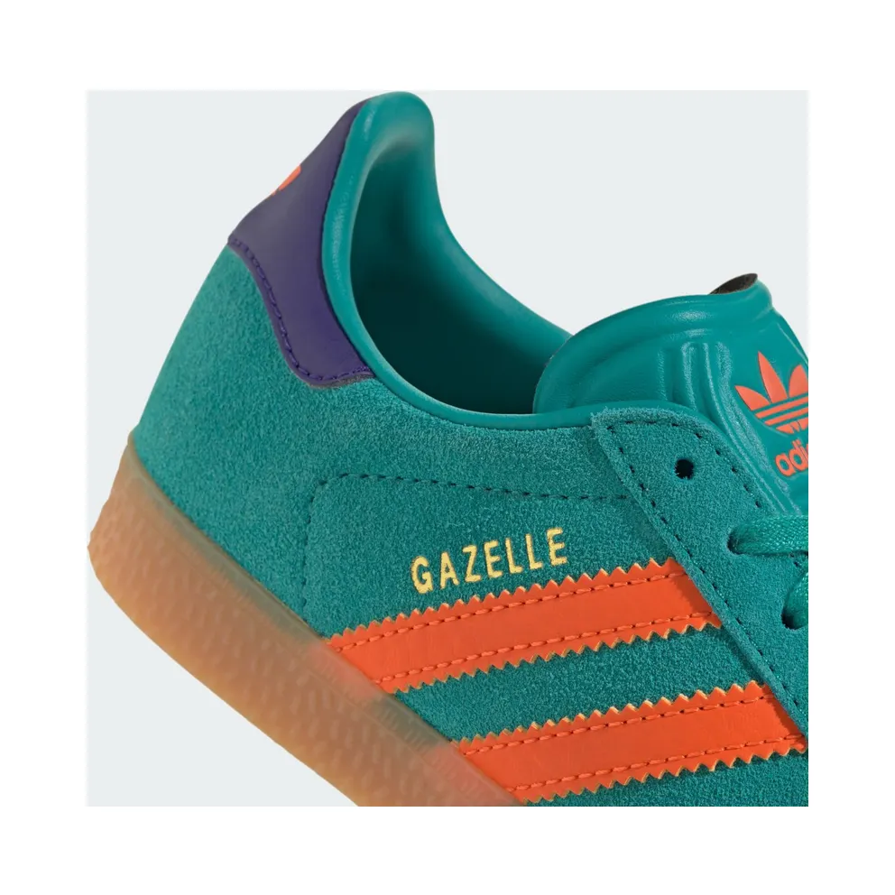 Adidas Gazelle PS “Pure Teal Impact Orange Collegiate Purple” (JR5946)