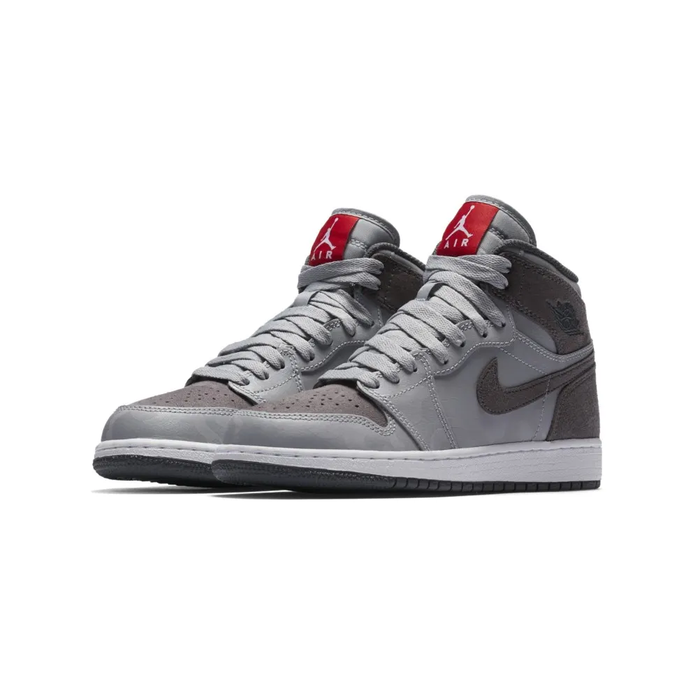 Jordan 1 Retro High Camo 3M Wolf Grey (GS) Wolf Grey/Dark Grey-White-University Red (822858-027)