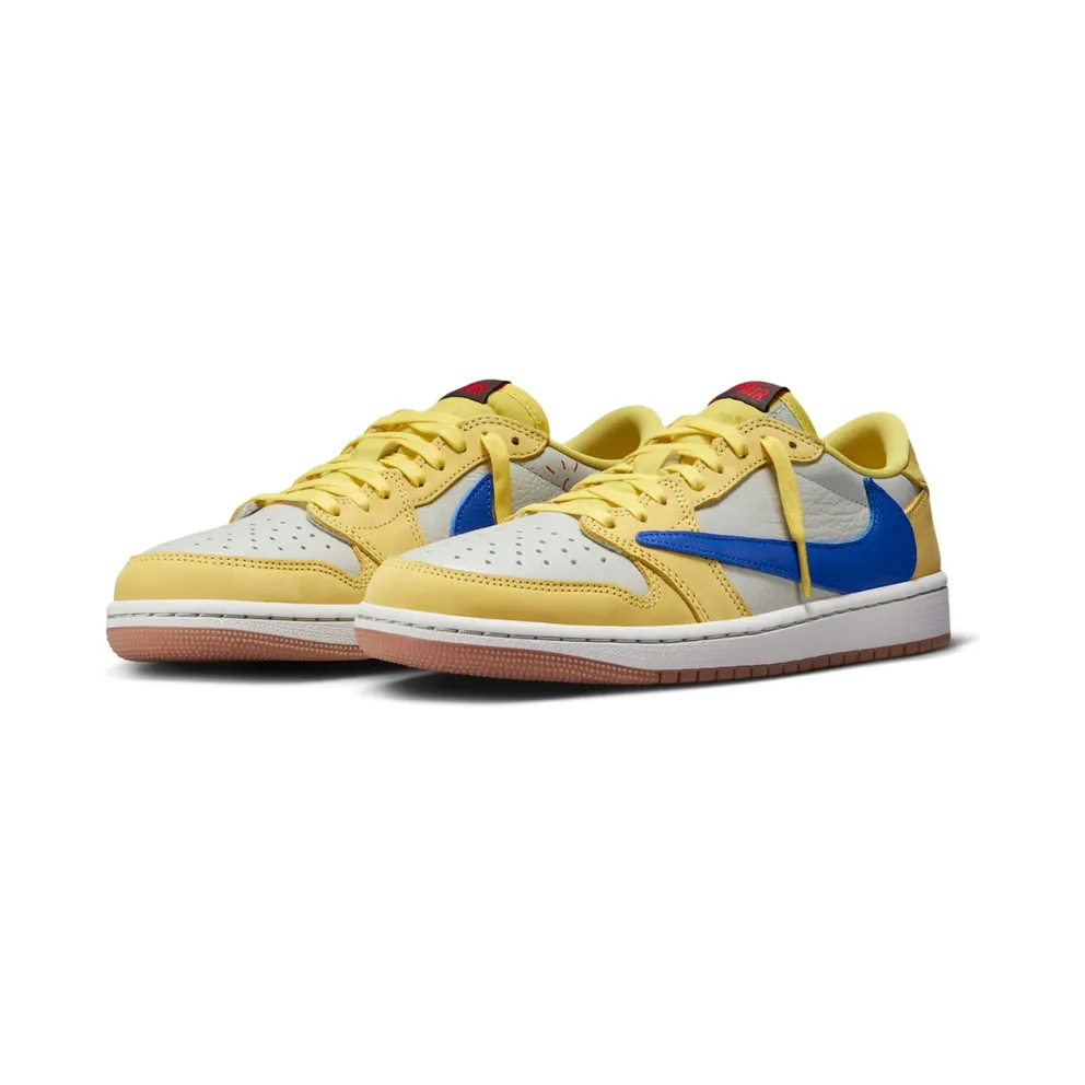 Jordan x Travis Scott Air Jordan 1 Low “Canary/Racer Blue/Light Silver/Gum Medium Brown” (DZ4137-700)