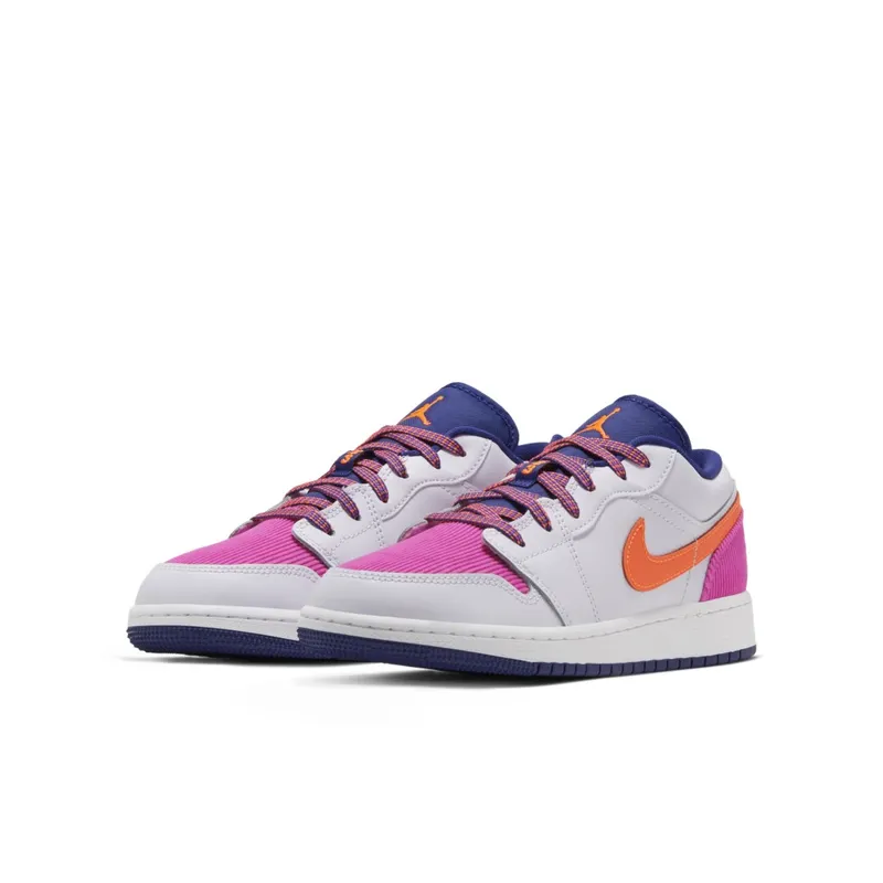 Jordan 1 Low Pink Corduroy (GS) White/Navy/Pink (554723-502)