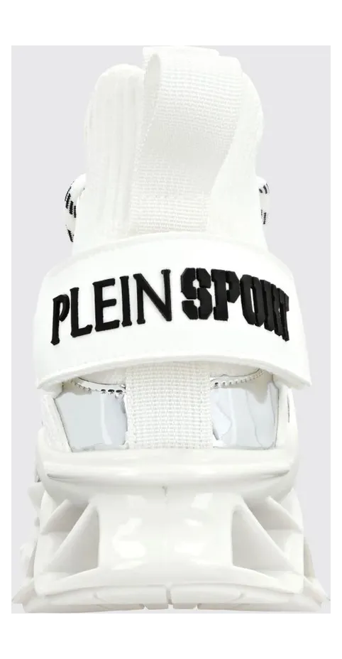 Plein Sport Runner Tiger High-Top Sneakers in Mesh with an Elasticated Ankle White (FABSUSC0334STE003N01) (2)
