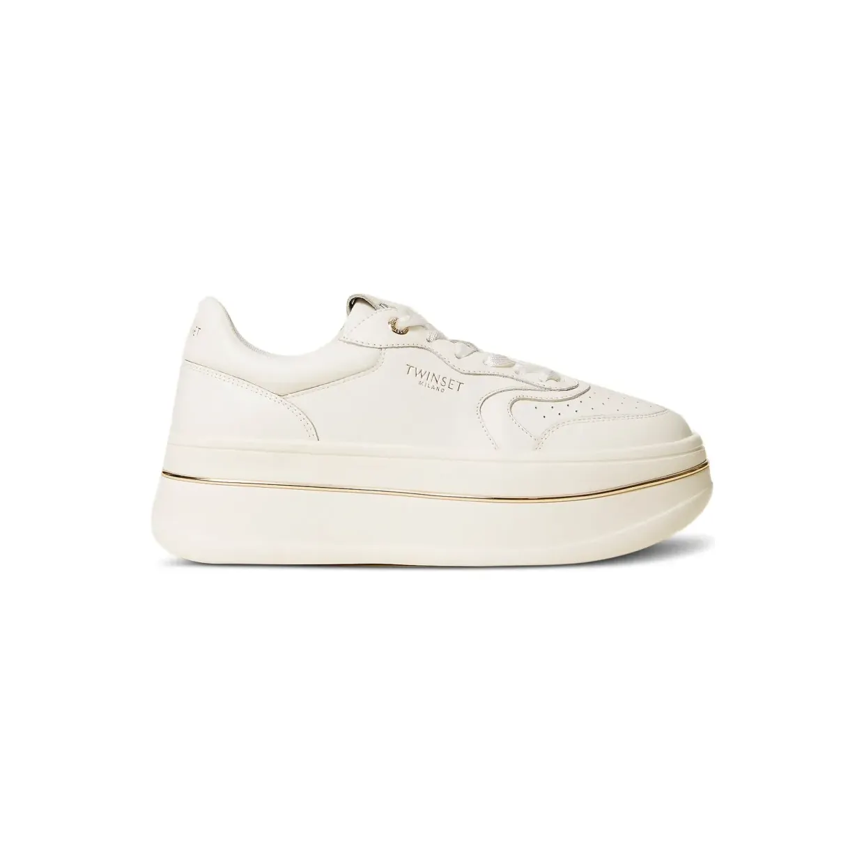 Twin Set Twinset Leren met plateauzool “White” (261TCP01G)