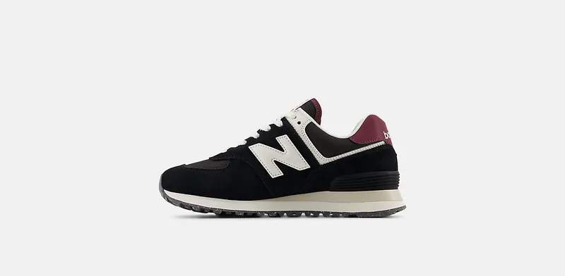 New Balance 574 Black White Burgundy (WL574WBE)
