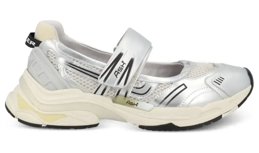 Ash Mesh-Slip-On-Sneakers mit Klettverschluss – Silber (ROLLS02)