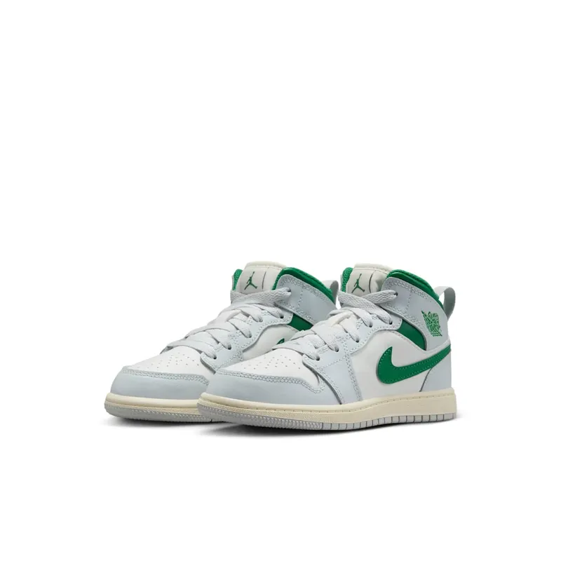 Jordan 1 Mid Summit White Pure Platinum Sail Pine Green (DQ8424-142)