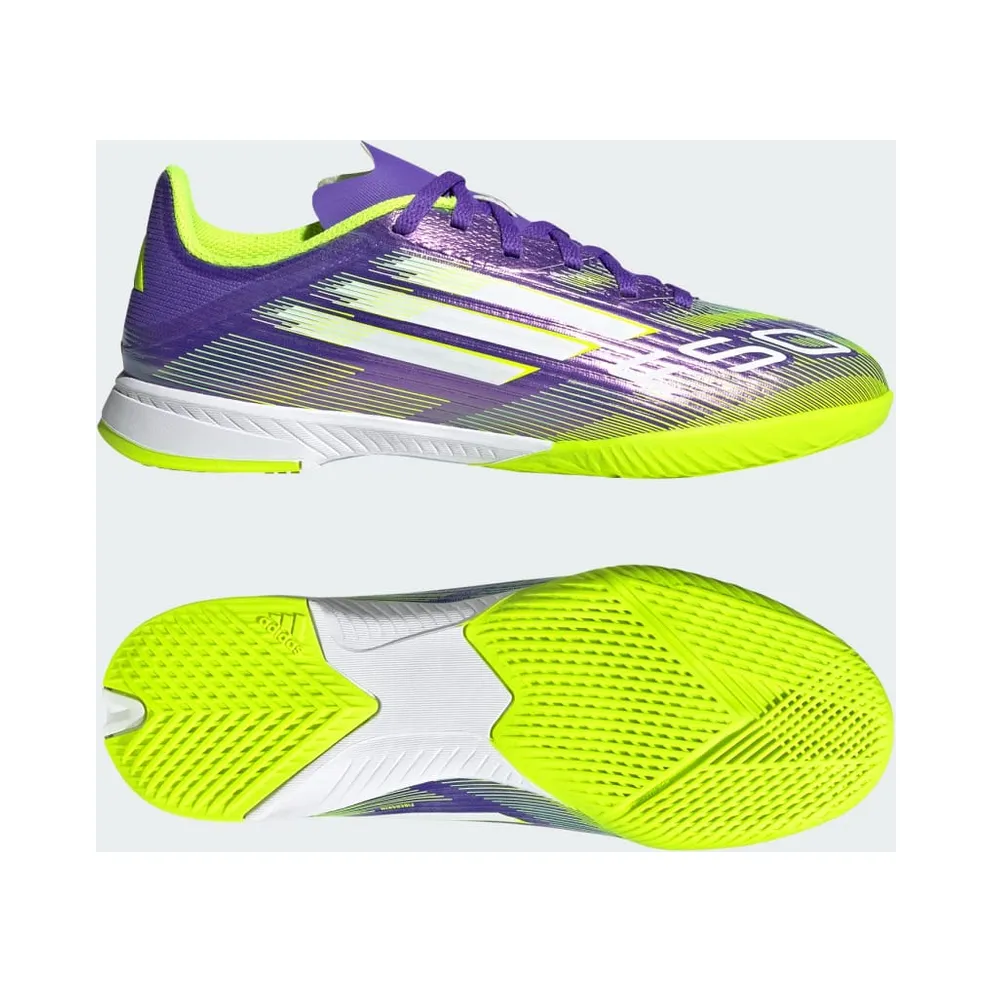 adidas F50 League Indoor Boots Kids “Purple Rush / Cloud White / Lucid Lemon” (JH7750)