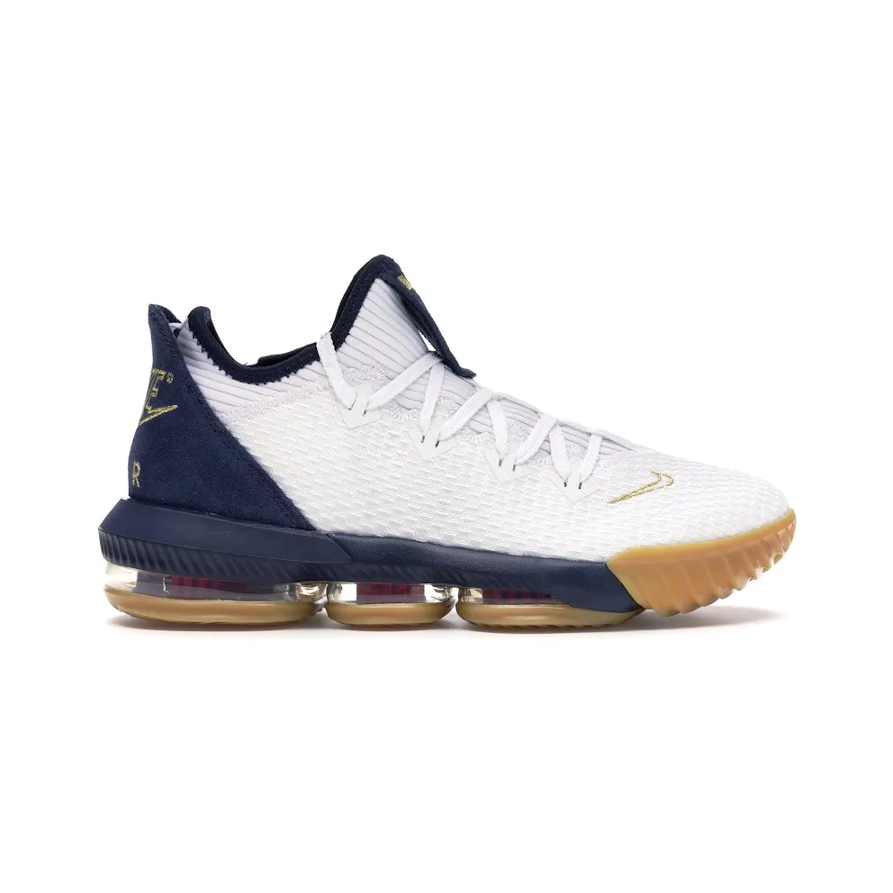 Nike LeBron 16 Low Olympic White/Metallic Gold-Midnight Navy-University Red (CI2668-101)
