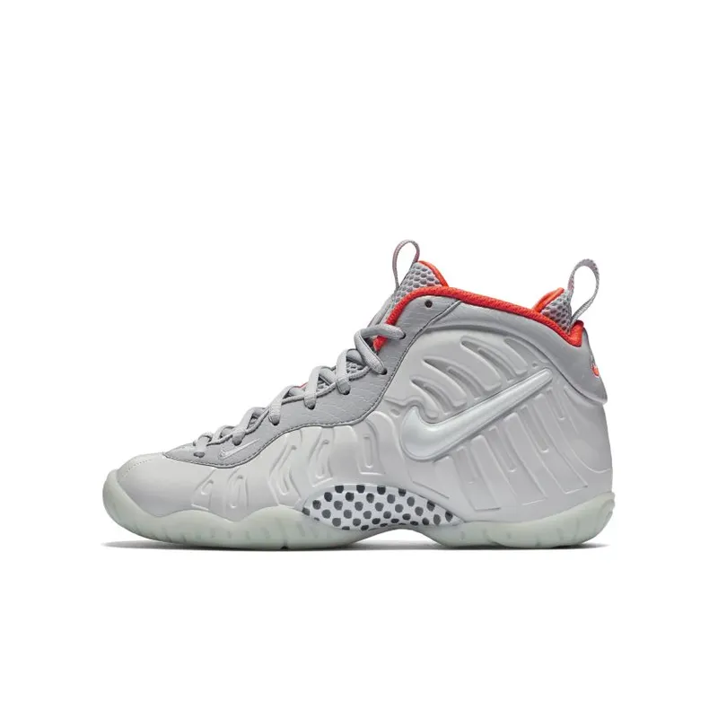 Nike Air Foamposite Pro Pure Platinum (GS) Pure Platinum/Pure Platinum-Wolf Grey-Bright Crimson (644792-005)