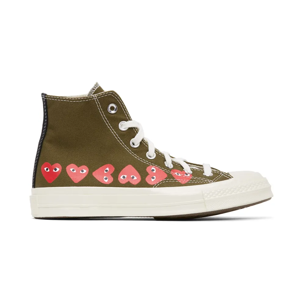 Comme des Garcons Play Off-White Converse Edition Multiple Hearts Chuck 70 High Sneakers (P1K116)