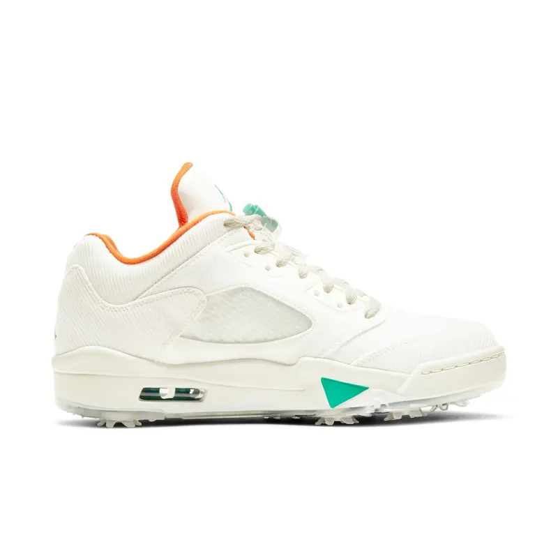 Jordan 5 Retro Low Golf Lucky and Good Sail/Starfish-Neptune Green-Obsidian (CW4204-100)
