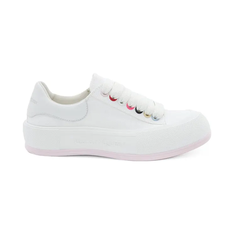 Alexander McQueen Deck Skate Plimsoll Lace-Up White Multi (654593W4MVR9548)