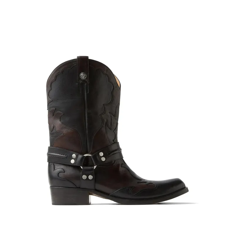 Versace Sylvester Leather Texan “Black/Brown” (1A18030 1024743 2BD6K)