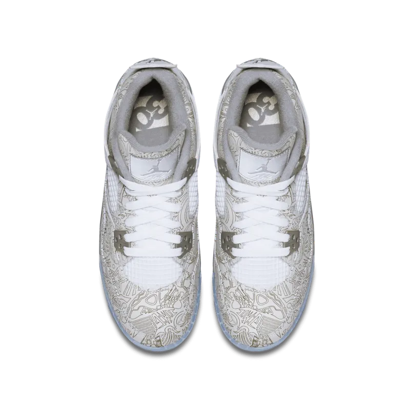 Jordan 4 Retro Laser (GS) White/Chrome-Metallic Silver (705334-105)