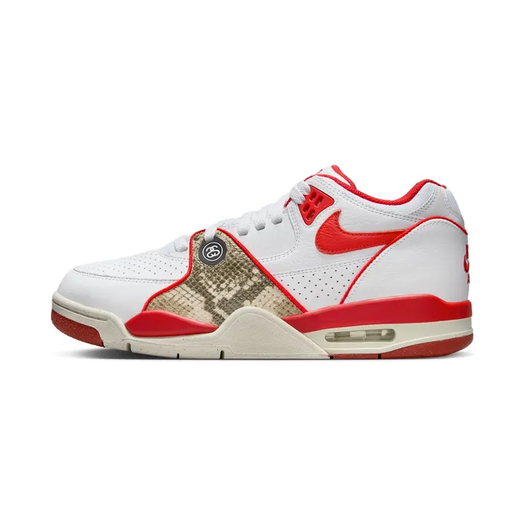 Nike Air Flight ’89 Low SP Stussy “White / Sail / Habanero Red” (FD6475-101)