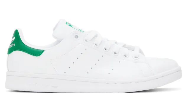 adidas Originals White and Green Stan Smith Sneakers (Q47226)