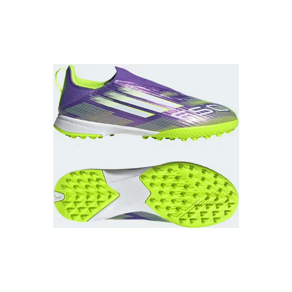 adidas F50 League Laceless TF Purple Rush Cloud White Lucid Lemon (JI0010)
