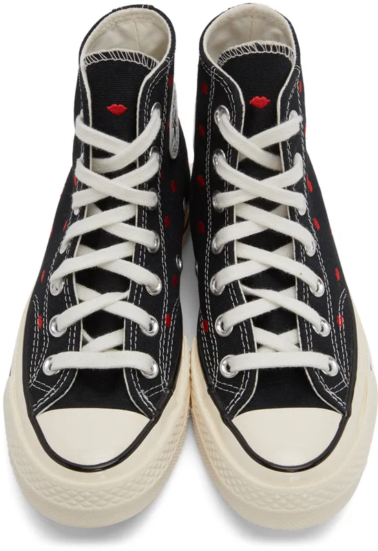 Converse Chuck 70 Embroidered Lips Black University Red Egret (A01600C)