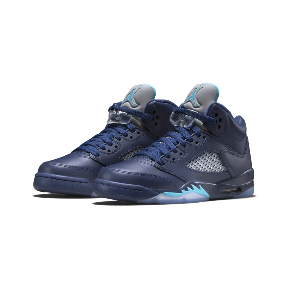Jordan 5 Retro Pre-Grape (GS) Midnight Navy/Turquoise Blue-White (440888-405)
