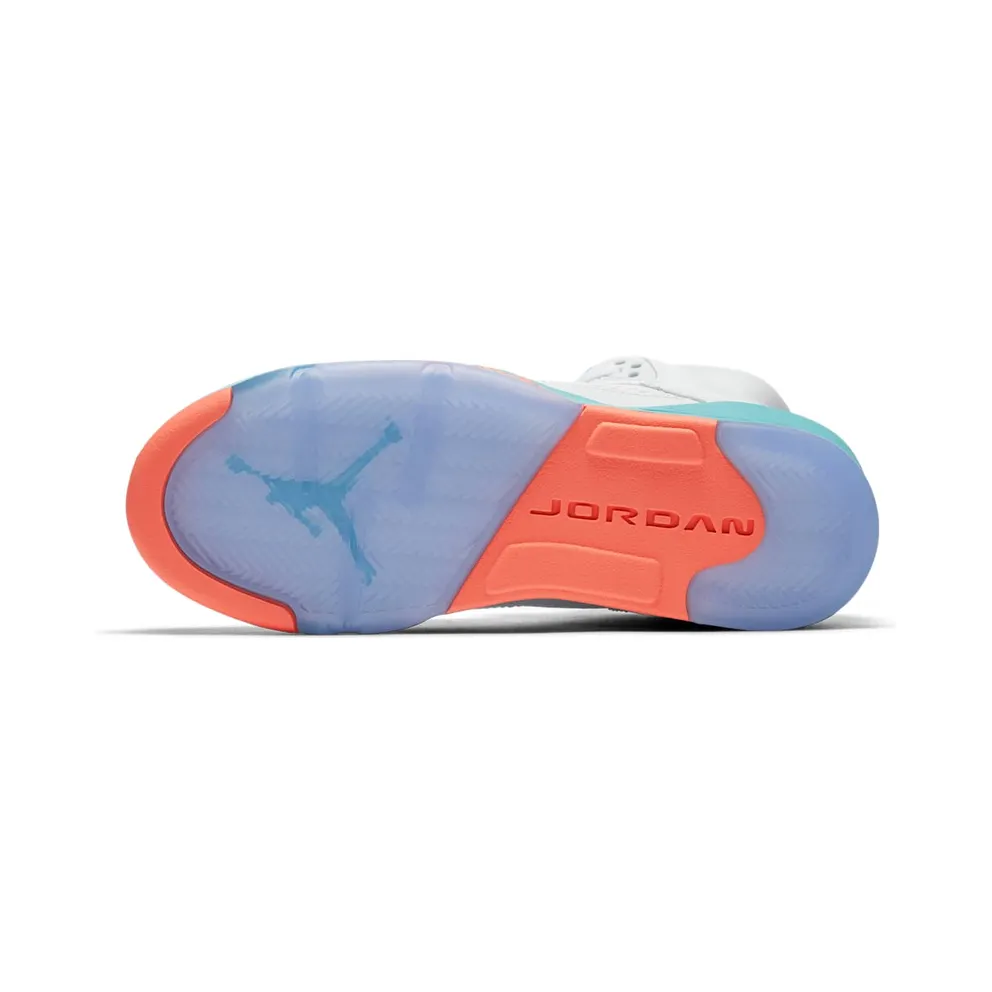 Jordan 5 Retro Light Aqua (GS) White/Crimson Pulse-Light Aqua-Black (440892-100)
