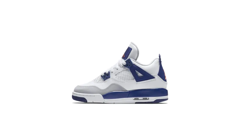 Jordan 4 Retro Deep Royal Blue (GS) White/Deep Royal Blue-Wolf Grey-Hyper Orange (487724-132)