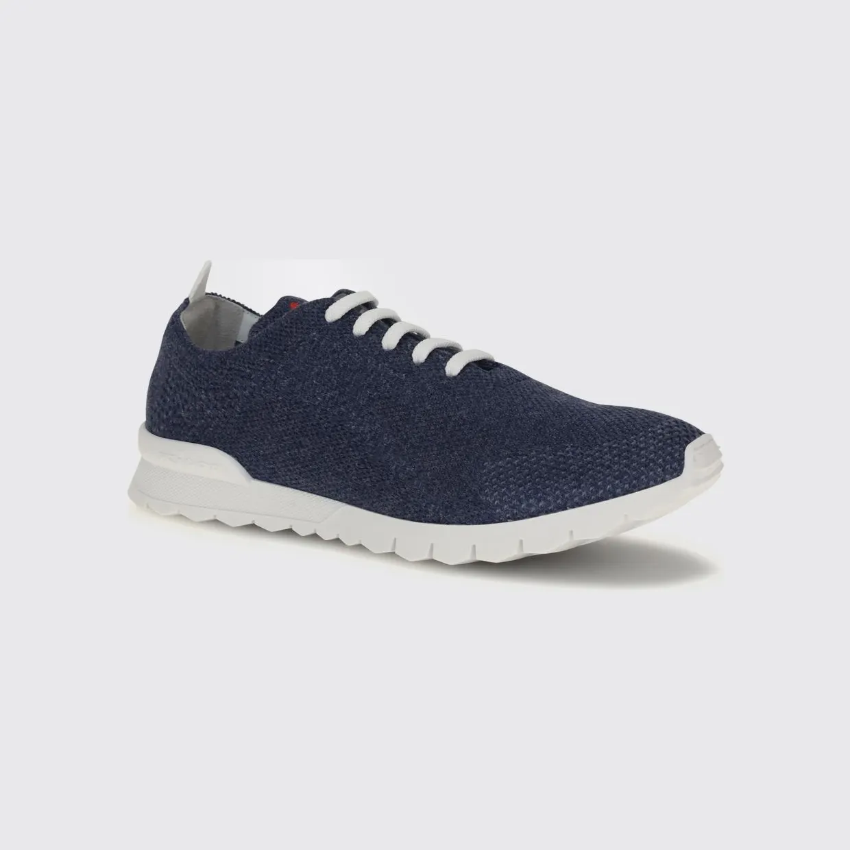 Kiton Low Top Sneakers in Stretch Cotton Knit with Lettering Logo Indigo (USSFITSN0084772INDACO)