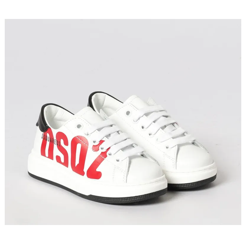 Dsquared2 Leather Sneakers with Logo Print Red (827691)